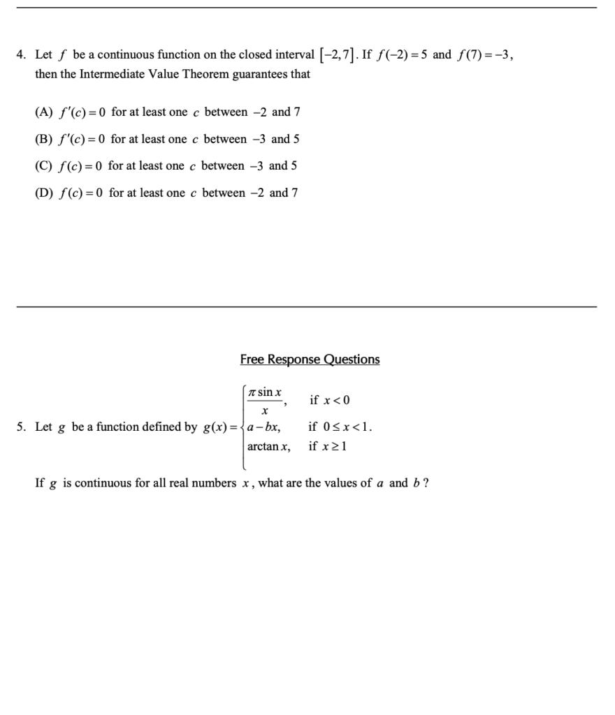 properties of continuity and intermediate value theorem